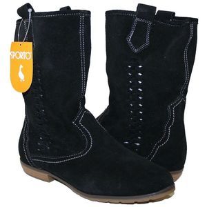 Sporto Bridget Black Suede Cowboy Boots Size 6.5 M